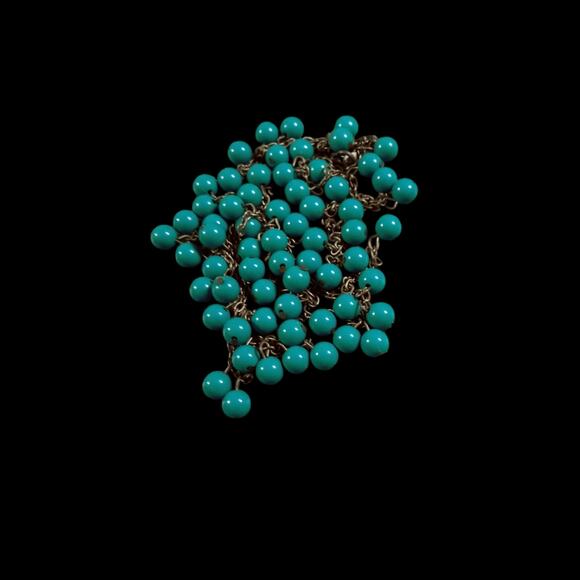 Turquoise Beaded Necklace Southwest Western Jewelry Gold Tone 24" Chain Vintage - Picture 13 of 16